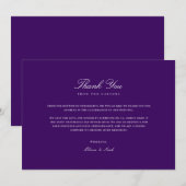 スクリプエレガントト白と紫のサンキューカード サンキューカード (正面/裏面)