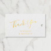 スクリプエレガントト白カスタムウェディングありがとう金ゴールド ギフトタグ (正面 (横))