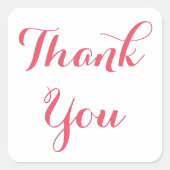 スクリプエレガントト白ピンクパーティー好意ありがとう スクエアシール (正面)