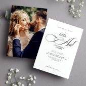 スクリプエレガントト白結婚黒のベースカード 招待状