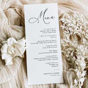 スクリプエレガントト白黒のディナー結婚メニュー メニュー