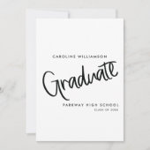 スクリプエレガントト白黒の卒業 招待状 (正面)