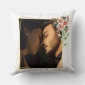 スクリプエレガントト白黒の結婚歓迎 クッション (裏面)