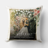 スクリプエレガントト白黒の結婚歓迎 クッション (正面)