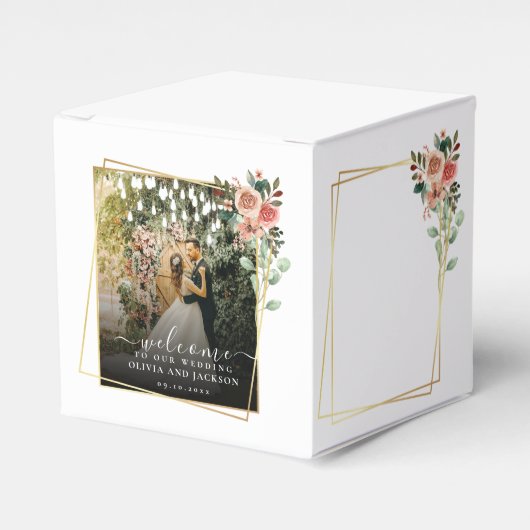 スクリプエレガントト白黒の結婚歓迎 フェイバーボックス (正面サイド)