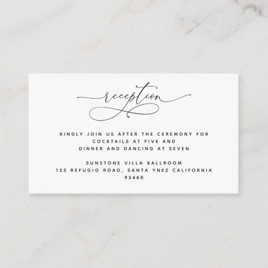 スクリプエレガントト白黒ウェディングレセプション エンクロージャーカード (正面)