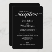 スクリプエレガントト白黒ウェディング受付のみ 招待状 (正面/裏面)