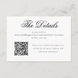 スクリプエレガントト白黒ウェディングRSVP詳細 エンクロージャーカード