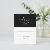 スクリプエレガントト白黒クラシックの結婚 出欠カード (スタンド正面)