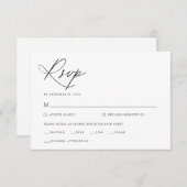 スクリプエレガントト白黒クラシックの結婚 出欠カード (正面/裏面)