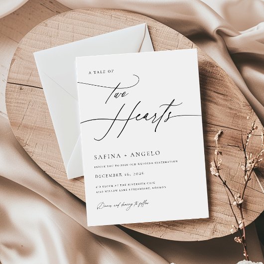 スクリプエレガントト白黒クラシックの結婚 招待状