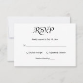 スクリプエレガントト白黒シック結婚ズ 出欠カード (正面)