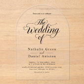 スクリプエレガントト白黒シンプルの結婚 アクリル招待状 (正面)