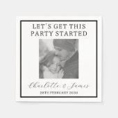 スクリプエレガントト白黒フォトウェディングパーティー スタンダードカクテルナプキン (正面)