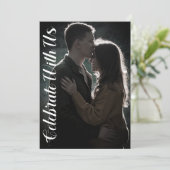 スクリプエレガントト白黒フォト結婚の 招待状 (スタンド正面)