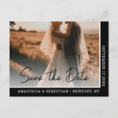 スクリプエレガントト白黒フォト結婚の 案内ポストカード (正面)