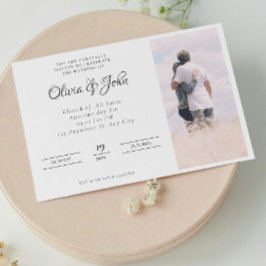 スクリプエレガントト白黒フォト結婚ズ 招待状