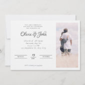 スクリプエレガントト白黒フォト結婚ズ 招待状 (正面)