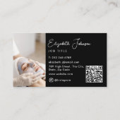 スクリプエレガントト白黒フォトQRコード 名刺 (裏面)