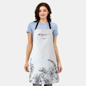 スクリプエレガントト白黒フローラワインエプロン エプロン (着用した状態)