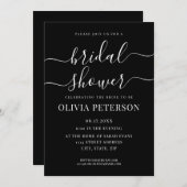 スクリプエレガントト白黒ブライダルシャワー 招待状 (正面/裏面)