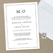 スクリプエレガントト白黒ミニマルモノグラムI 招待状