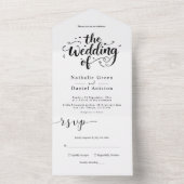 スクリプエレガントト白黒モダン結婚の オールインワン招待状 (内側)