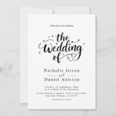 スクリプエレガントト白黒モダン結婚の 招待状 (正面)