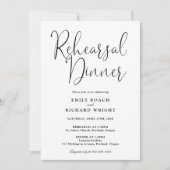 スクリプエレガントト白黒リハーサルのディナー 招待状 (正面)