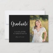 スクリプエレガントト白黒写真卒業 招待状 (正面)