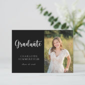 スクリプエレガントト白黒写真卒業 招待状 (スタンド正面)