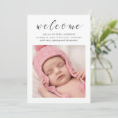 スクリプエレガントト白黒生まれたばかりの、新生児誕生 案内状 (スタンド正面)