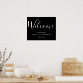スクリプエレガントト白黒結婚のウェルカムサイン ポスター (キッチン)