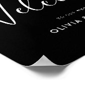 スクリプエレガントト白黒結婚のウェルカムサイン ポスター (角)