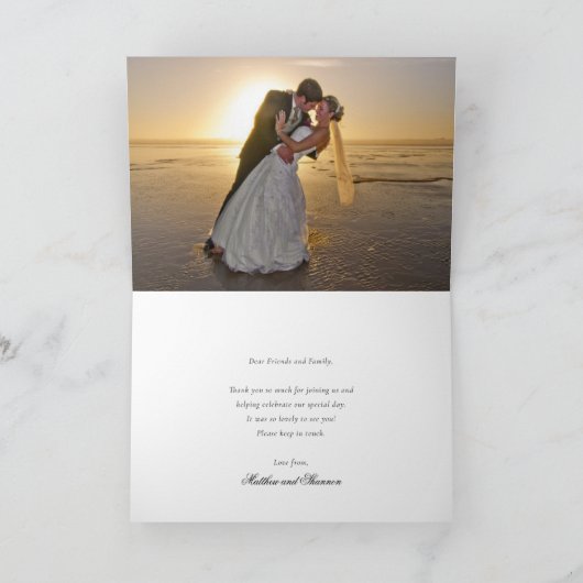 スクリプエレガントト白黒結婚の写真 サンキューカード (内部)