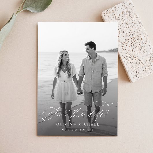 スクリプエレガントト白黒結婚の写真 セーブザデート