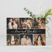 スクリプエレガントト白黒6フォトコラージュ サンキューカード (スタンド正面)