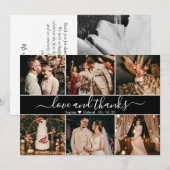 スクリプエレガントト白黒6フォトコラージュ サンキューカード (正面/裏面)