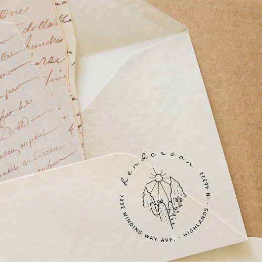 スクリプエレガントト砂漠サボテン差出人住所 ラバースタンプ