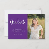 スクリプエレガントト紫の白い写真卒業 招待状 (正面)