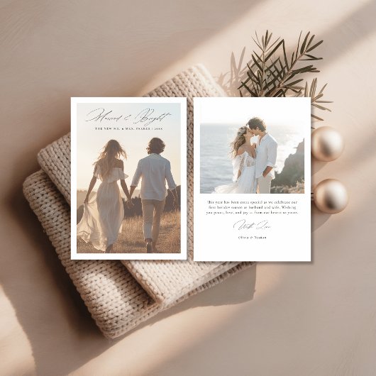 スクリプエレガントト結婚したと明るいクリスマスの写真 シーズンカード