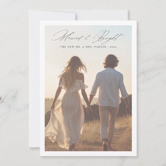 スクリプエレガントト結婚したと明るいクリスマスの写真 シーズンカード (正面)