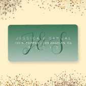 スクリプエレガントト結婚のグラデーション緑の差出人住所 ラベル