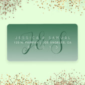 スクリプエレガントト結婚のグラデーション緑の差出人住所 ラベル