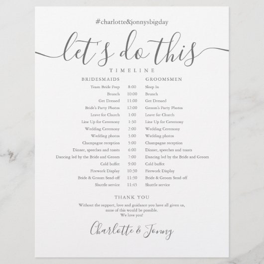 スクリプエレガントト結婚のスケジュール (正面)