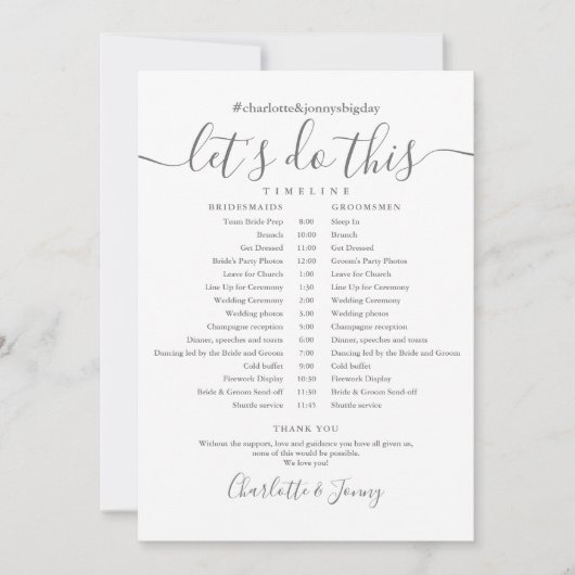 スクリプエレガントト結婚のタイムラインカード 招待状 (正面)