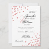 スクリプエレガントト結婚のバラ金ゴールドグリッター紙吹雪 招待状 (正面)