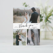 スクリプエレガントト結婚の写真コラージュありがとう車 サンキューカード (スタンド正面)