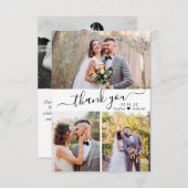 スクリプエレガントト結婚の写真コラージュ サンキューカード (正面/裏面)