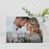 スクリプエレガントト結婚の写真サンキューカード サンキューカード (スタンド正面)